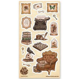 3 for $15 - Quoth the Raven - 1 Vintage & Spooky Sticker Sheet - NEW Stationary